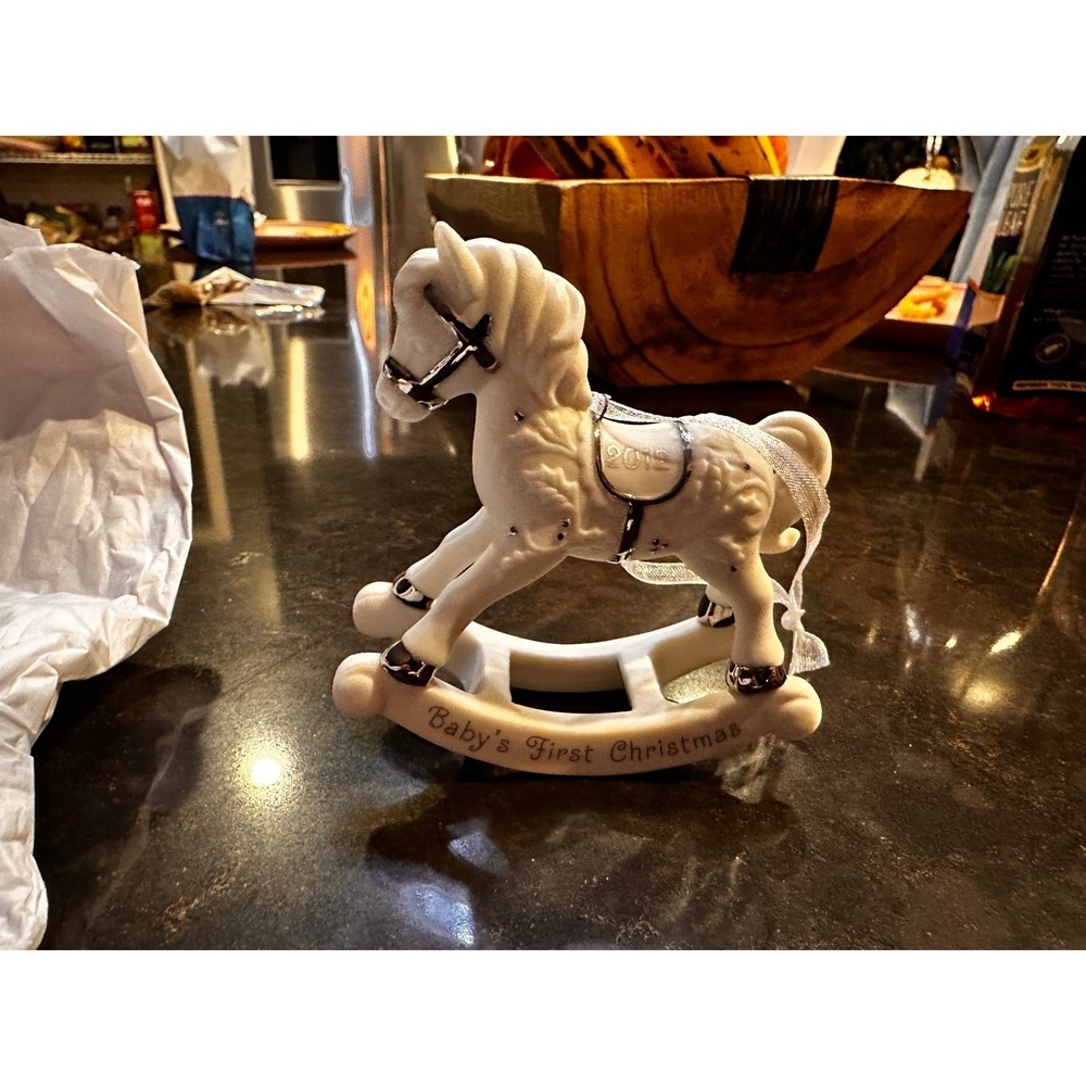 Hallmark Keepsake 2012 Baby's First Christmas Rocking Horse Ornament Porcelain